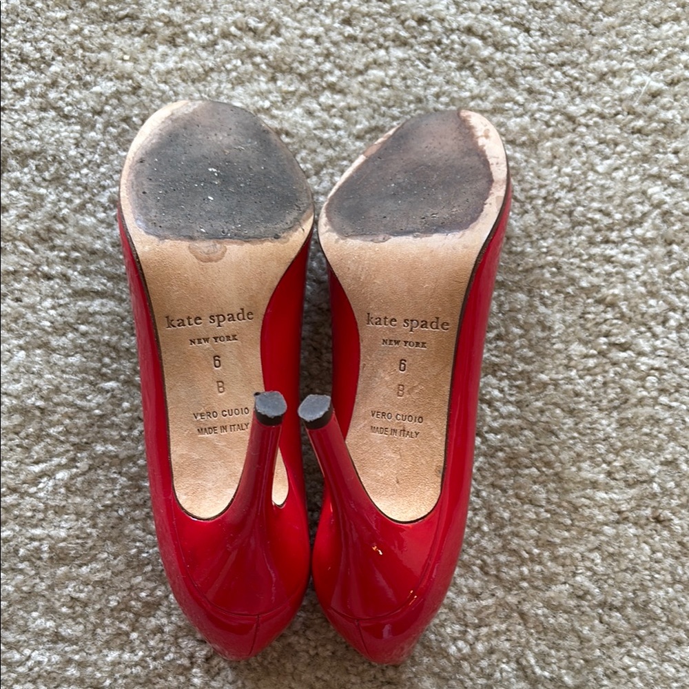 Kate Spade Glossy Red Heels - Picture 3 of 4